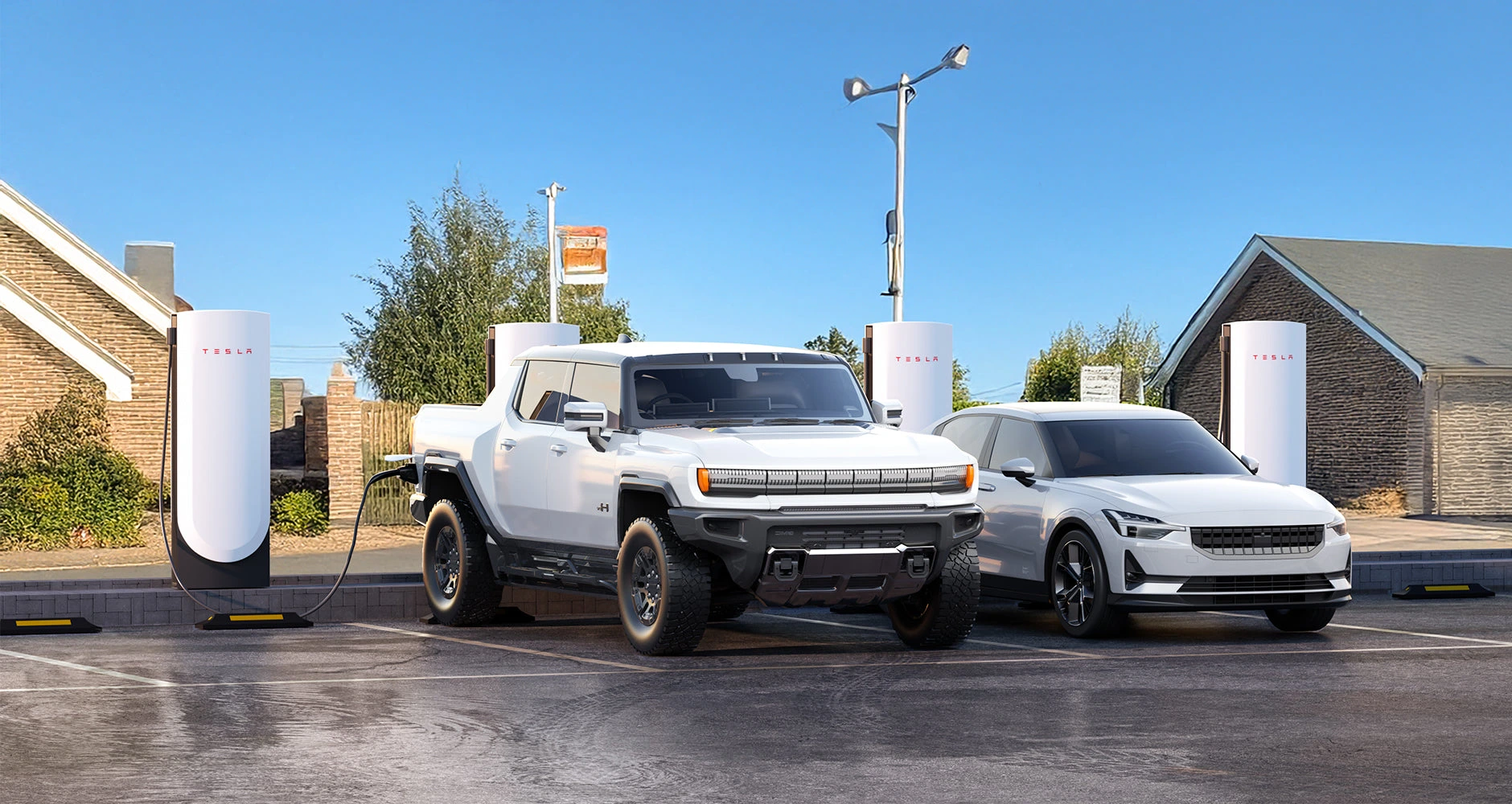 Electric vehicles at a charging station